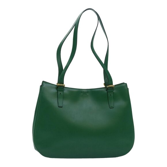 CELINE Shoulder Bag Leather Green Auth 81640 - Picture 1 of 15
